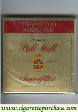 Pall Mall Rothmans Superfilter gold cigarettes wide flat hard box